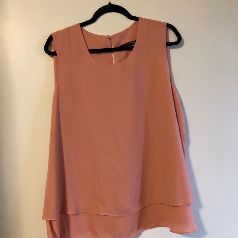 Zac & Rachel Peach Asymmetrical Tiered Blouse